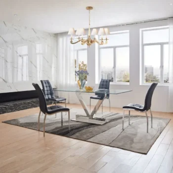 Mat, Shiny Zig Zag Dining Table with 365 Black Chairs