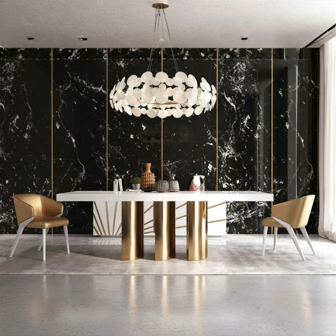 Shiny Oro White Dining Room Set By Esf Furniture | Mobilia Cleopatra 3 Shiny Oro White Dining Room Set