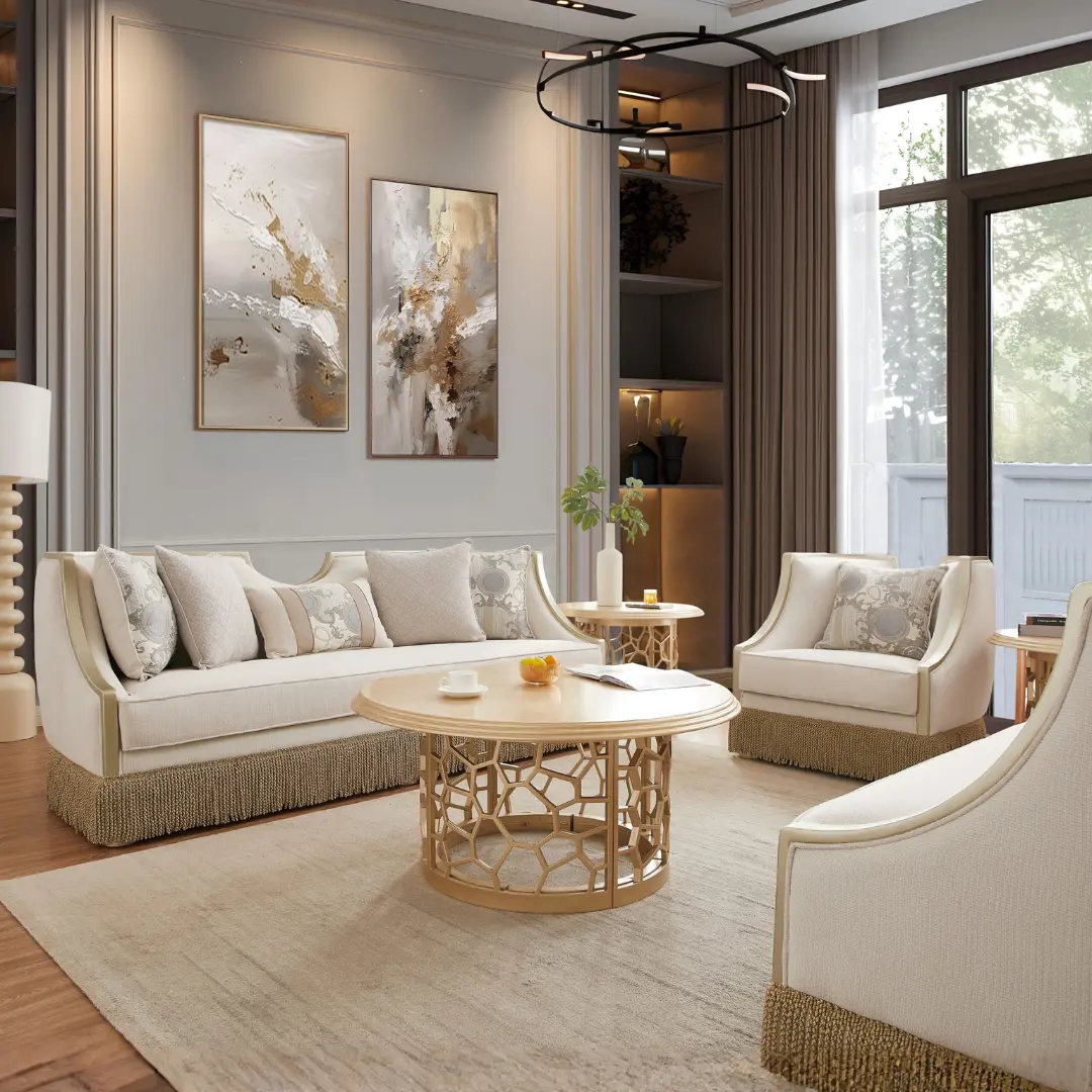 Hd-6127 Contemporary Wooden Sofa Set 2 Pc By Homey Design | Mobilia Cleopatra 3 HD-6127 Contemporary Wooden Sofa Set