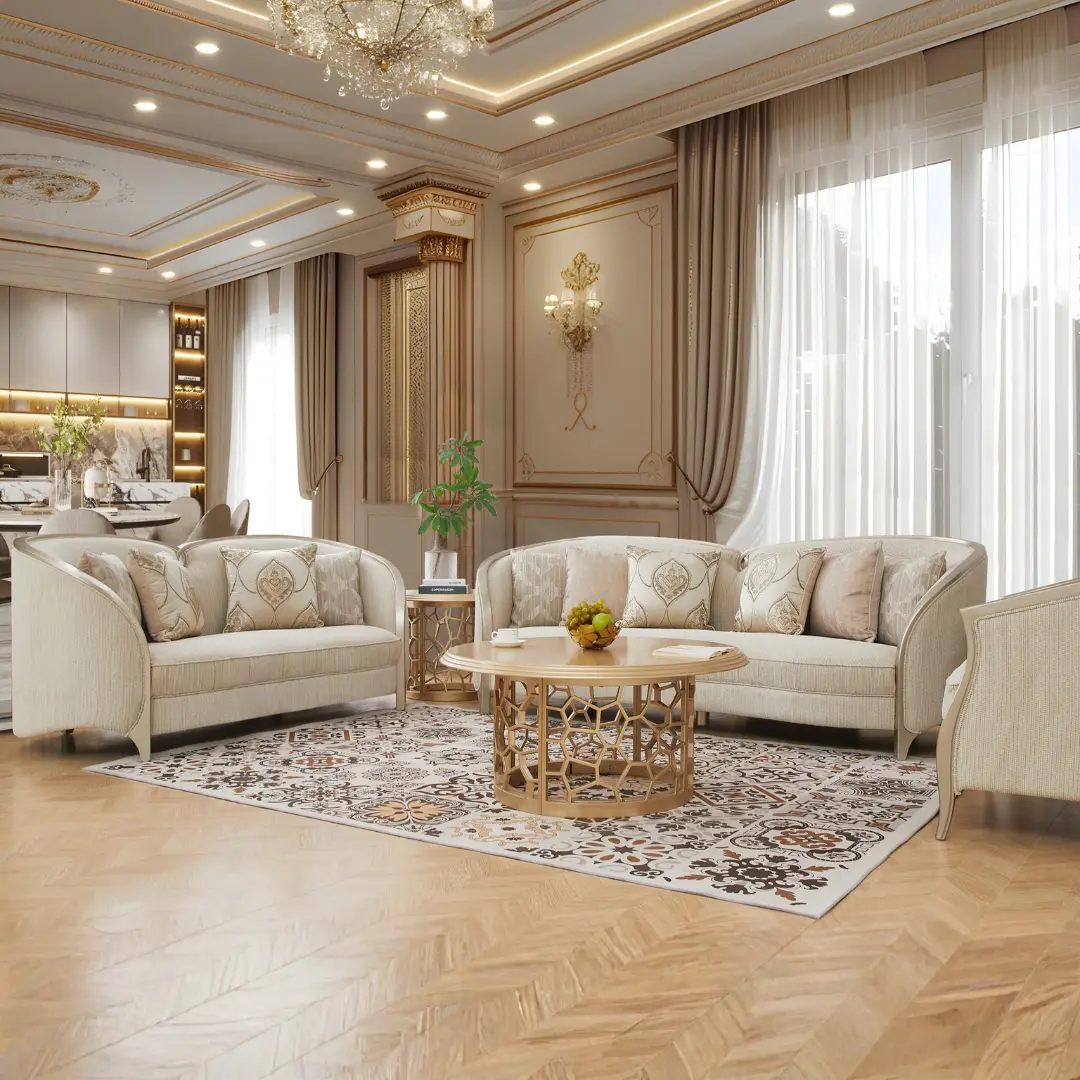 Hd-7005 Luxury White Sofa Set 2 Pc By Homey Design | Mobilia Cleopatra 3 HD-7005 Luxury White Sofa Set 2 PC by Homey Design - Image 1