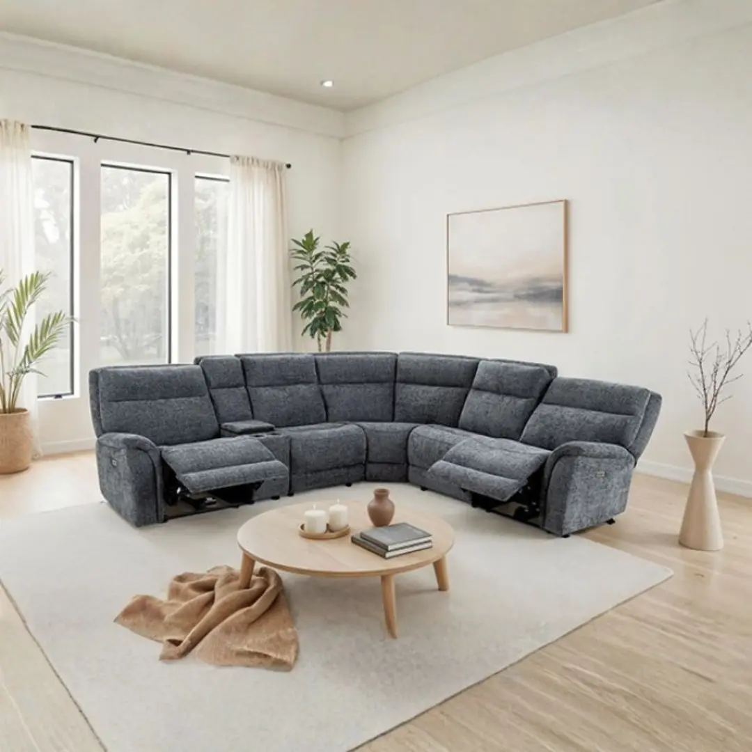 Mattheus Power Reclining Sectional By Furniture Of America | Mobilia Cleopatra 3 Dark Gray Power Reclining Sectional