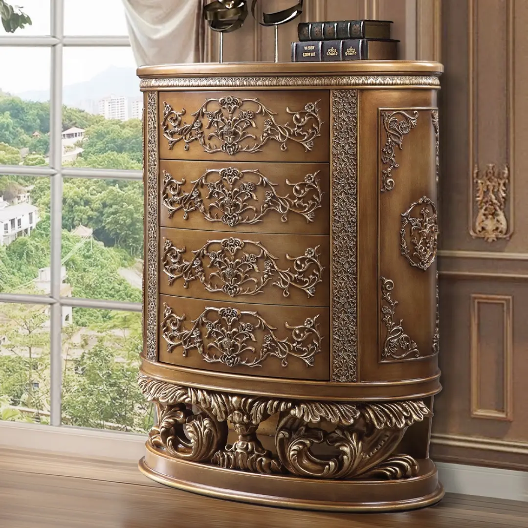 Elegant hand-carved furniture with intricate decorative woodwork