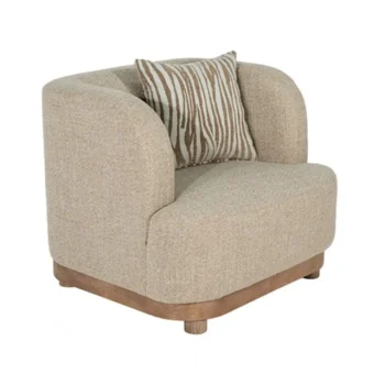 Brown Carved Wood Armchair
