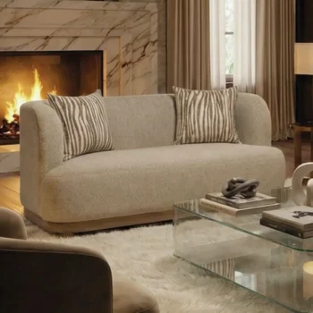 Brown Curved Loveseat