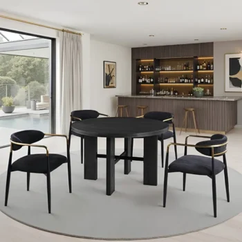Gaetani 5 Pc Black Round Table Dining Set by Furniture of America |