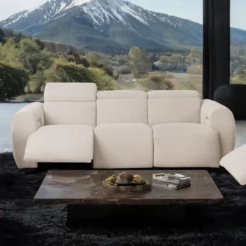 White Contemporary Power Reclining Sofa