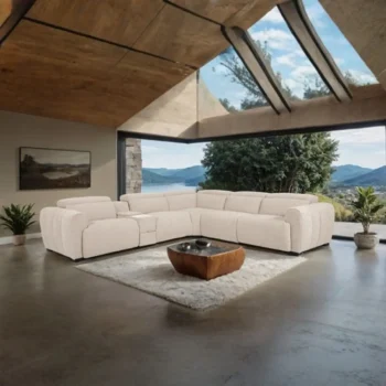 White Power Reclining Sectional Sofa