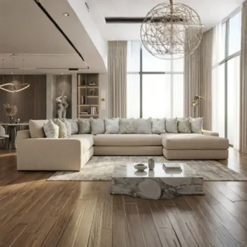 Beige Oversized Sectional Sofa