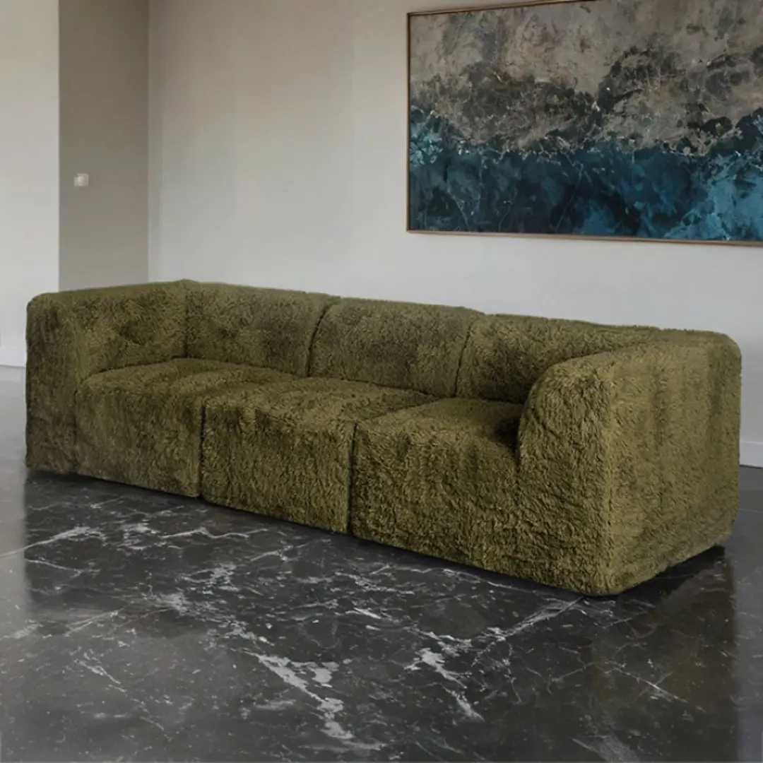 Nappi Contemporary Faux Fur Sofa By Furniture Of America | Mobilia Cleopatra 3 Olive Green Contemporary Faux Fur Sofa