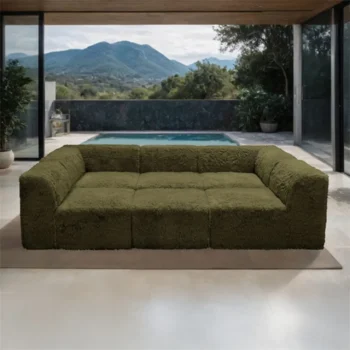 Olive Green Contemporary Daybed Compressed Foam