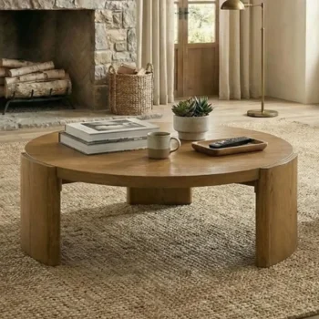 Walnut Round Wood Coffee Table