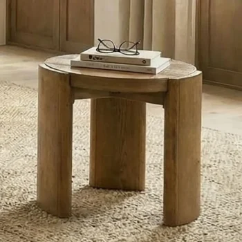 Round Walnut End Table