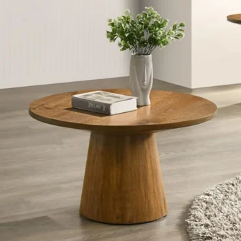 Walnut 29" Round Natural Wood Coffee Table