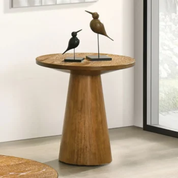 Walnut Round Pedestal End Table
