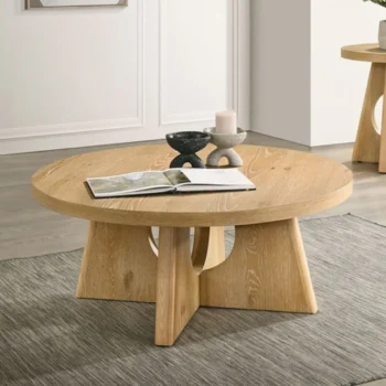 Oak Round Wooden Coffee Table