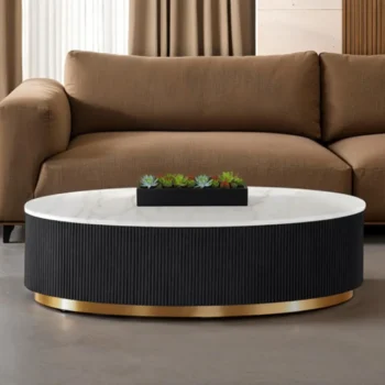 Black Modern Oval Coffee Table
