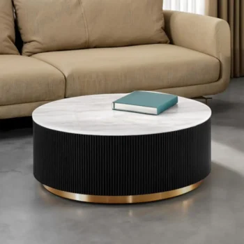 Black Marble Round Coffee Table