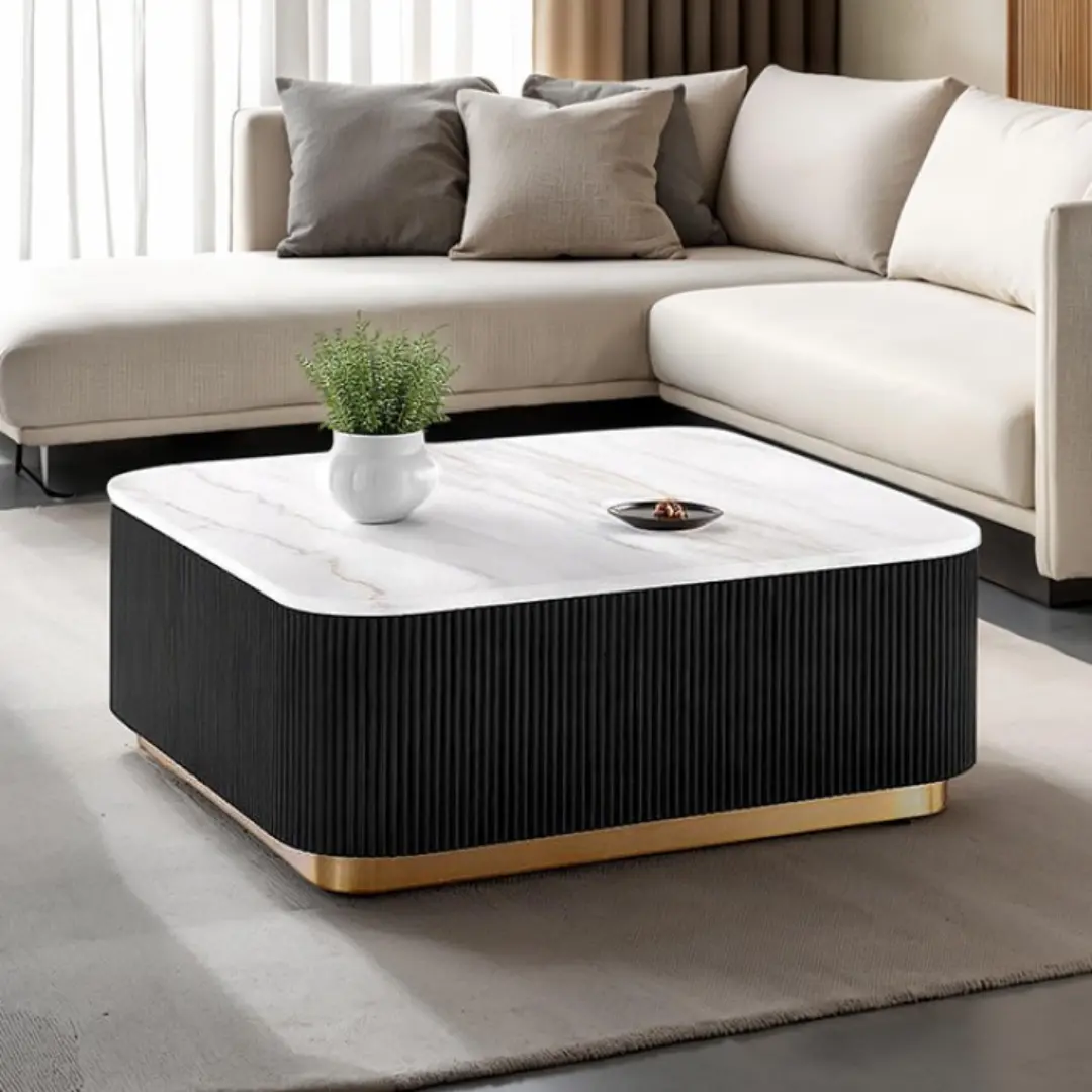 Virden Square Marble Coffee Table By Furniture Of America | Mobilia Cleopatra 3 Black Square Marble Coffee Table