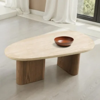Contemporary Travertine Coffee Table