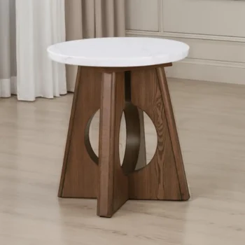 White Marble End Table