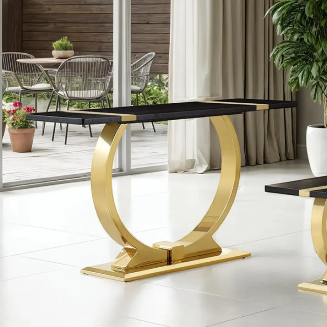 Horsham Black Sofa Table By Furniture Of America | Mobilia Cleopatra 3 Gold & Black Sofa Table