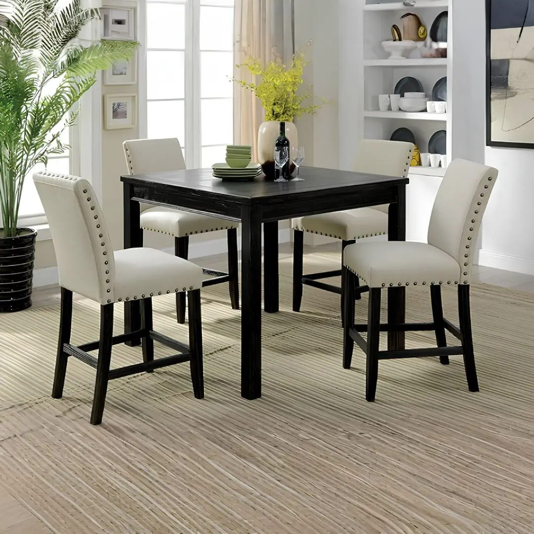 Kristie 5 Pc Black Counter Height Table Set By Furniture Of America | Mobilia Cleopatra 3 Black Counter Height Table Set