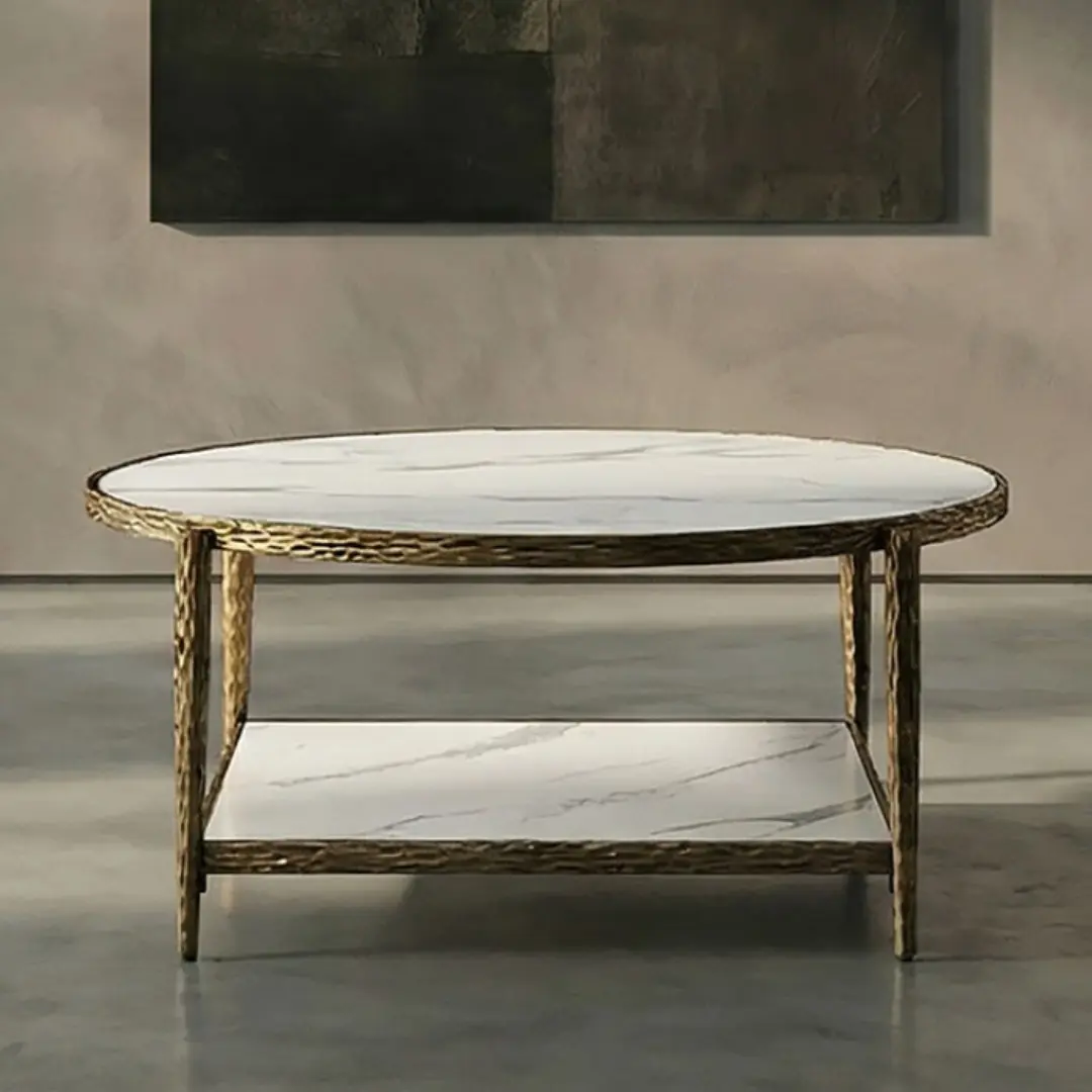 Kerna Coffee Table With Shelf By Furniture Of America | Mobilia Cleopatra 3 Gold Coffee Table with Shelf