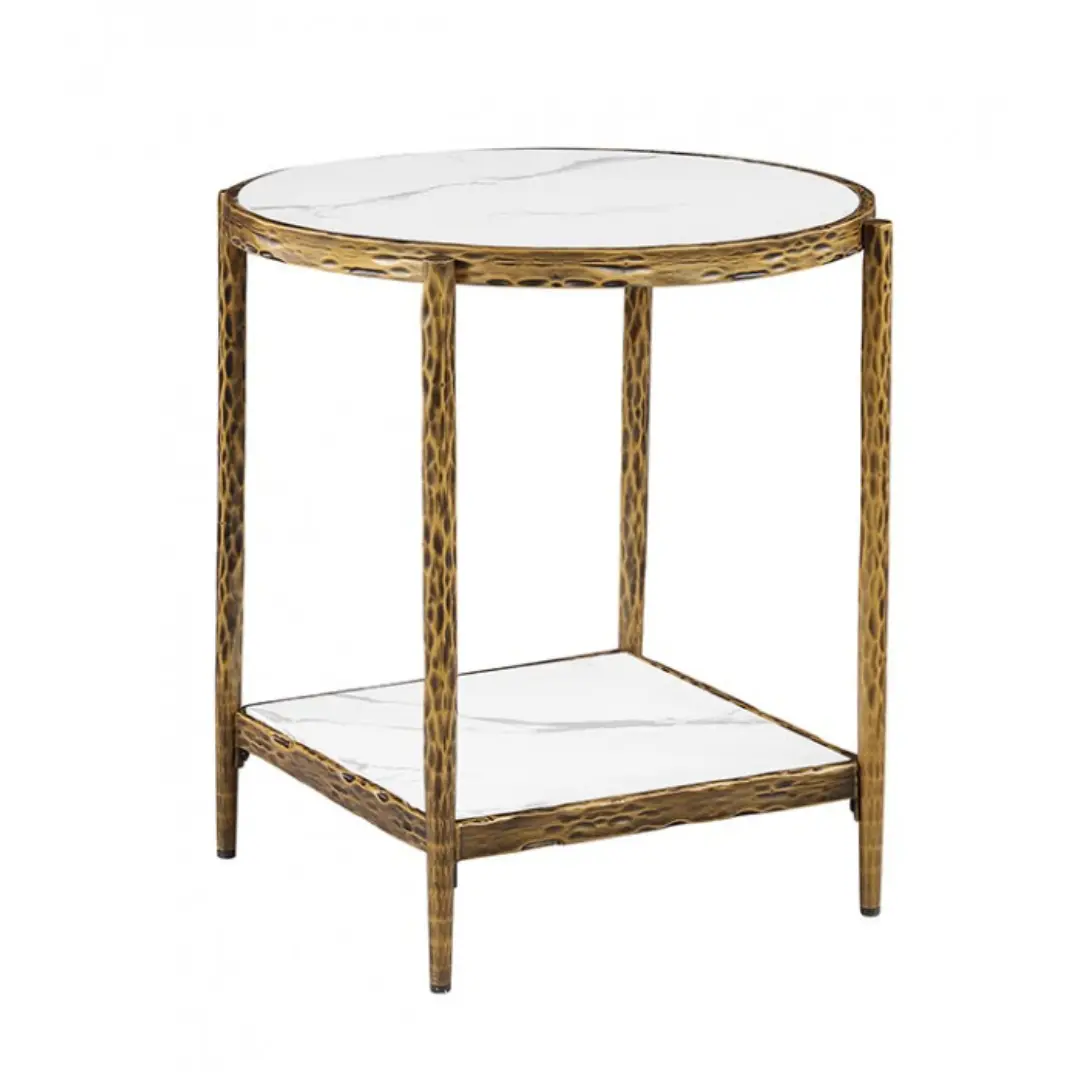 Kerna End Table With Shelf By Furniture Of America | Mobilia Cleopatra 3 Gold End Table with Shelf