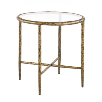 Gold Round Glass End Table