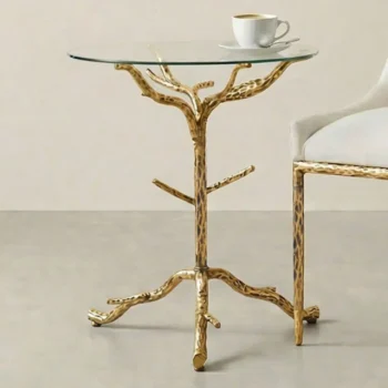 Gold Glass Top Side Table