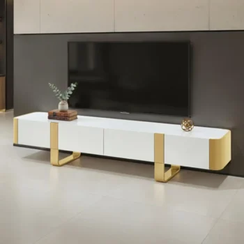 Gold & White TV Console
