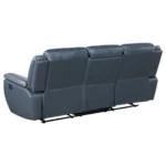 Sloane Upholstered Padded Arm Reclining Sofa Set Blue