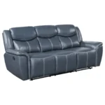 Sloane Upholstered Padded Arm Reclining Sofa Set Blue