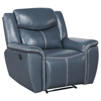 Sloane Upholstered Padded Arm Reclining Sofa Set Blue