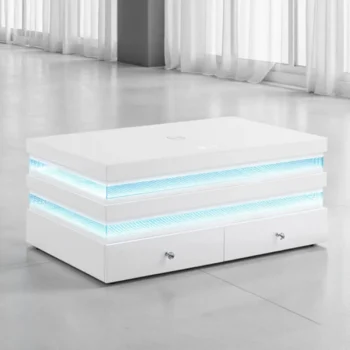 White Rectangular Coffee Table with Storage