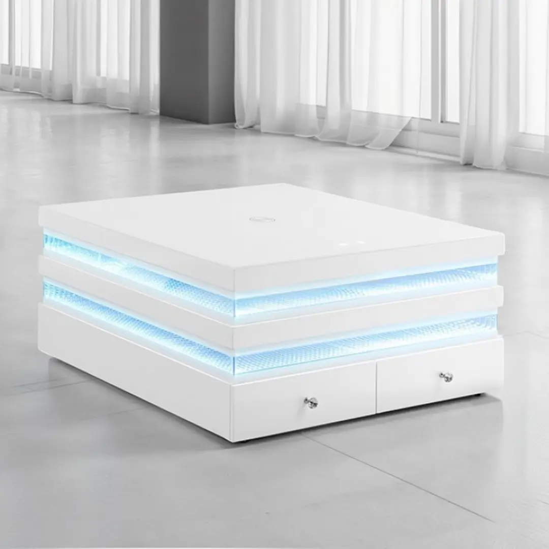 Maloy White Small Rectangular Coffee Table By Furniture Of America | Mobilia Cleopatra 3 White Small Rectangular Coffee Table