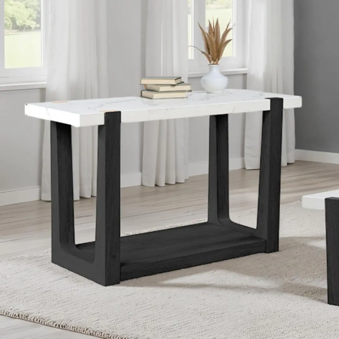 Sundbry Marble Sofa Table By Furniture Of America | Mobilia Cleopatra 3 Black Wood Marble Sofa Table