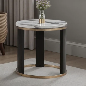 Round Black End Table