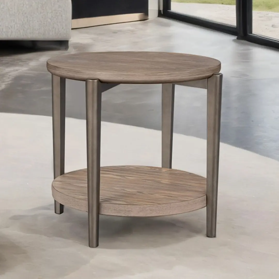 Roros Round Wooden End Table By Furniture Of America | Mobilia Cleopatra 3 Natural Round Wooden End Table