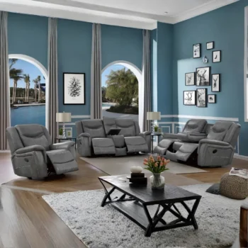 Conrad Upholstered Gray Reclining Sofa Set