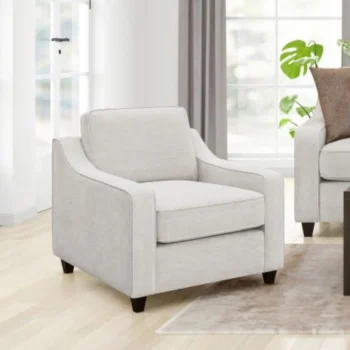 beige fabric armchair