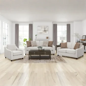 Christine Upholstered Sloped Arm Sofa Set Beige