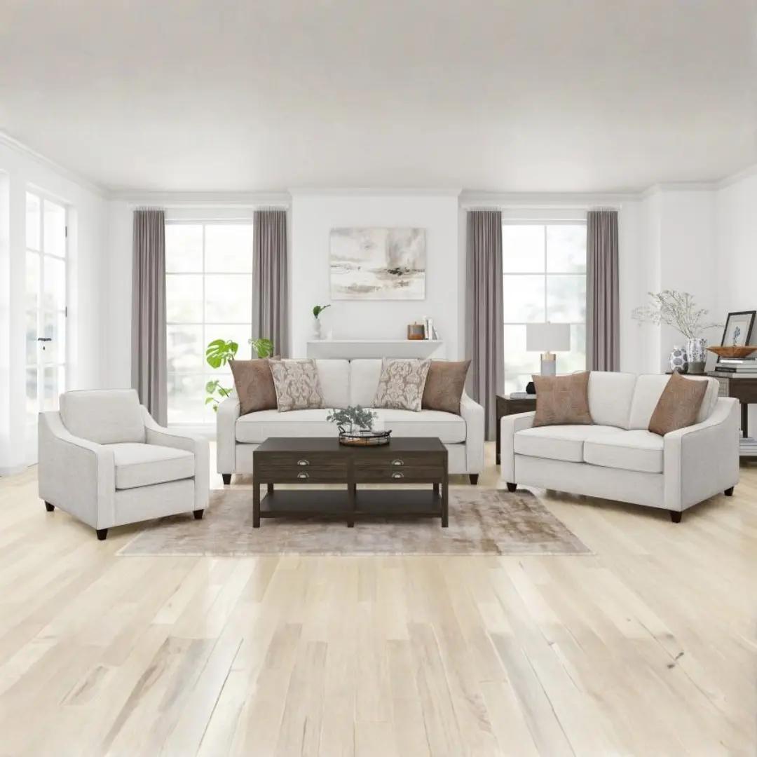 Christine Upholstered Sloped Arm Sofa Set Beige By Coaster Furniture | Mobilia Cleopatra 3 Christine Upholstered Sloped Arm Sofa Set Beige