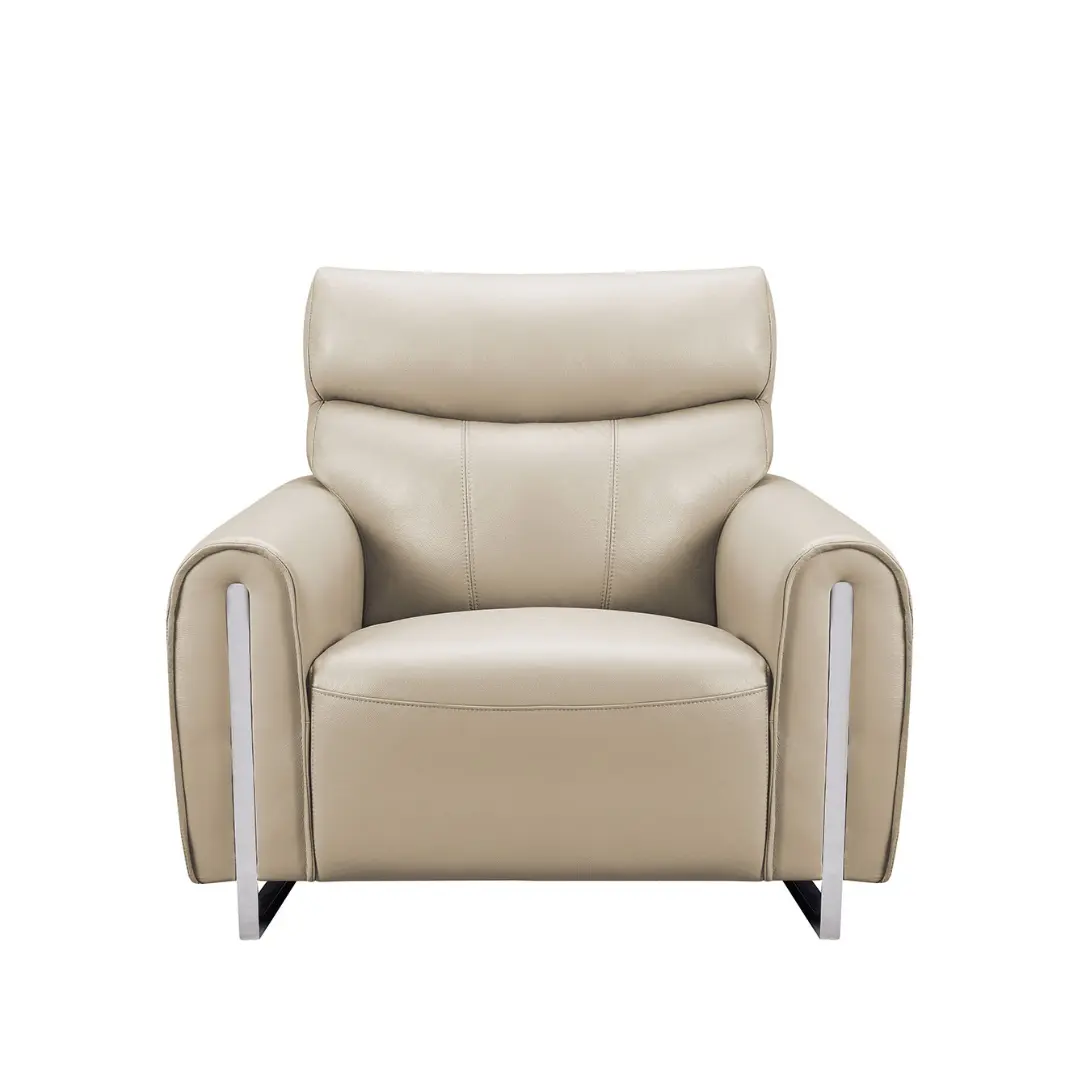 6053 Modern Cream Armchair By Esf Furniture | Mobilia Cleopatra 3 Leather Sofa Set for Living Room