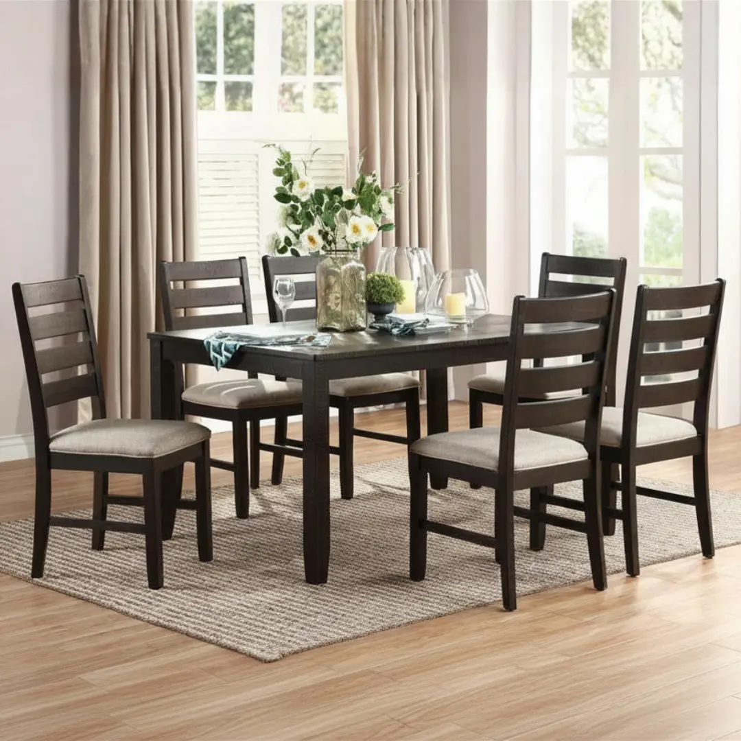 Blair Farm Transitional 7 Piece Dining Set | Mobilia Cleopatra 3 Transitional 7 Piece Dining Set