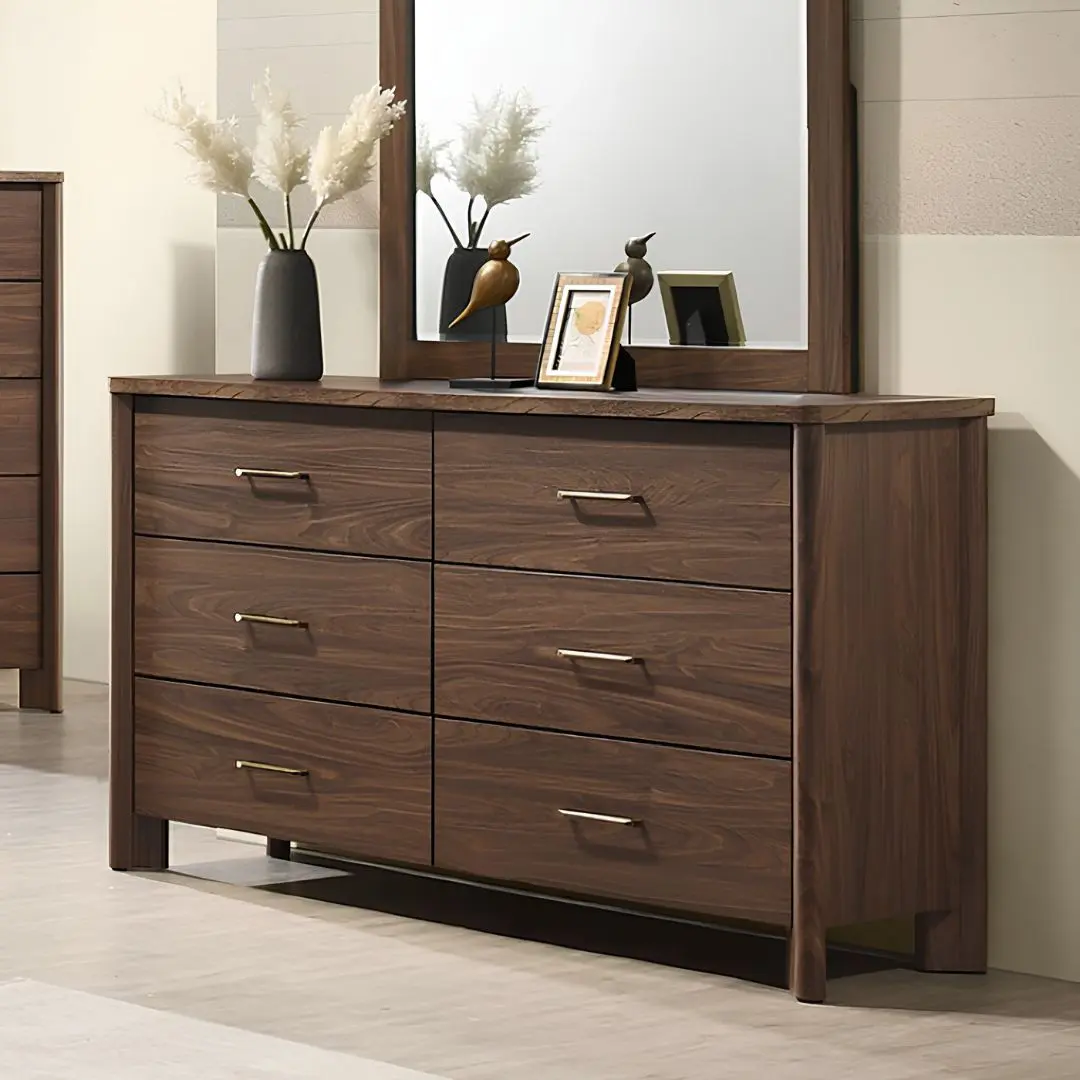 Hayward Walnut Dressers For Bedroom By Furniture Of America | Mobilia Cleopatra 3 Walnut Dressers for Bedroom
