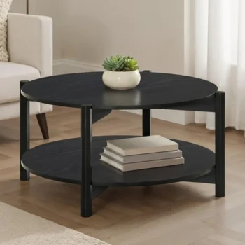 Black Wood Round Coffee Table