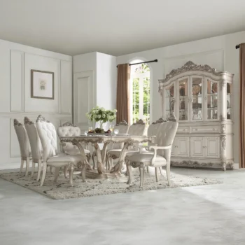 7 PC Wooden Ivory Dining Set