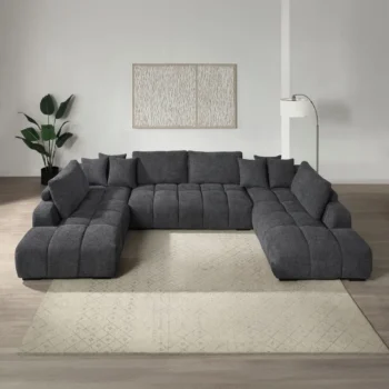 Gray Sofa Sectional with 6 Pillows