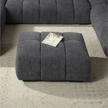 Chenille Gray Ottoman